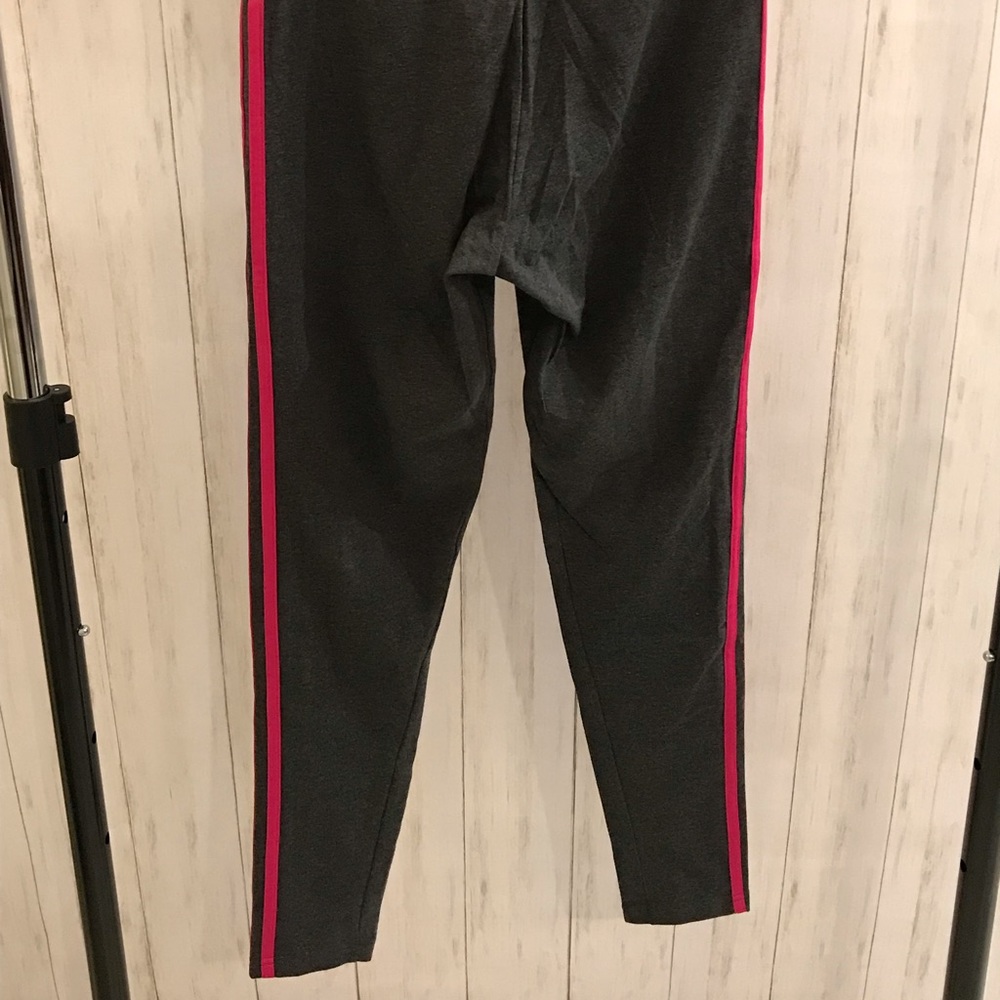 Adidas Normal Length Gray with Pink Stripes Tights - Picture 3 of 4